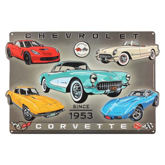 90157593-s Corvette Since 53 Collage Embossed Tin Sign