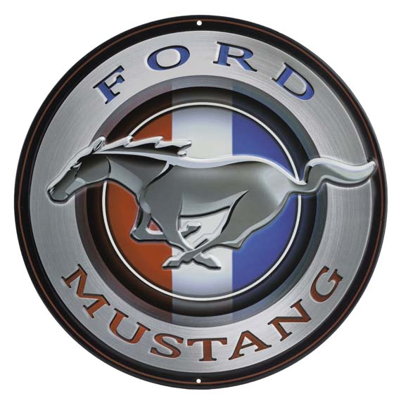 90153852-s Mustang Round Embossed Tin Sign