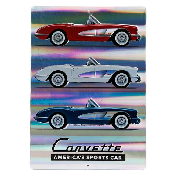 90160778-s Corvette Americas Sports Car Prismatic Tin Sign