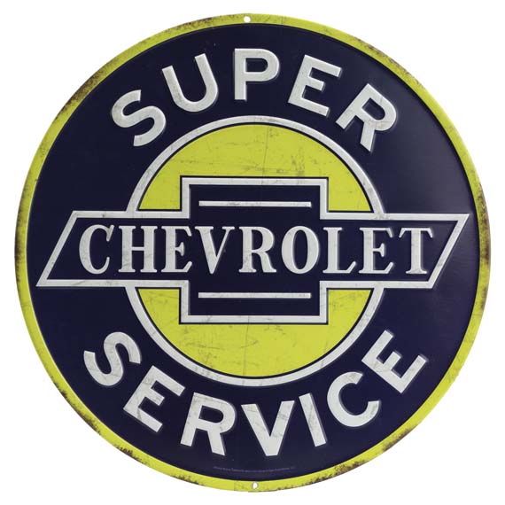 90160814-s Chevy Service Embossed Tin Sign