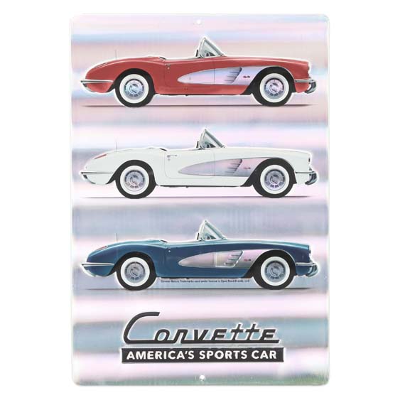 90162617-s Corvette Collage Embossed Tin Sign