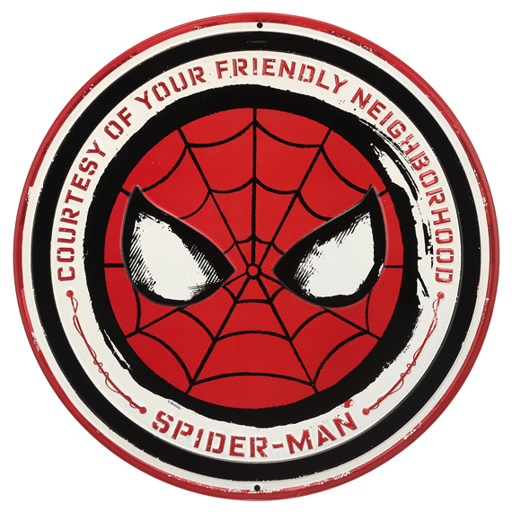 90157965-s Neighborhood Spider-man Mask Round Embossed Tin Sign