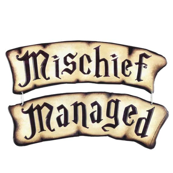90153170-s Mischief Managed Embossed Tin Sign