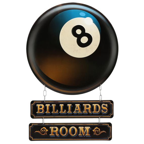 90168252-s Billiards Room Linked Embossed Tin Sign