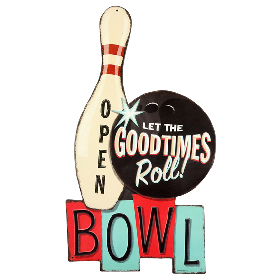 90169032-s Goodtimes Roll Bowl Embossed Tin Sign