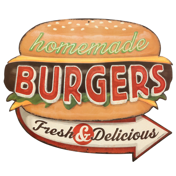 90169034-s Homemade Burgers Embossed Tin Sign