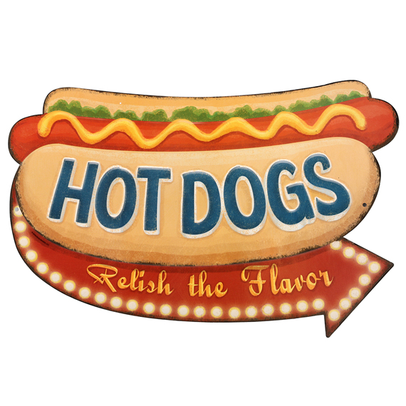 90169035-s Hot Dogs Relish The Flavor Embossed Tin Sign