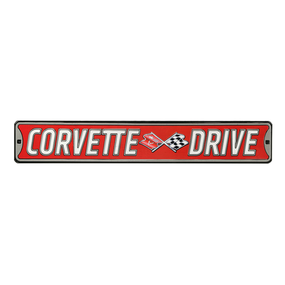 90169183-s Corvette Drive High-gloss Embossed Tin Street Sign