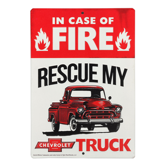 90169142-s In Case Of Fire Rescue My Chevy Embossed Tin Sign