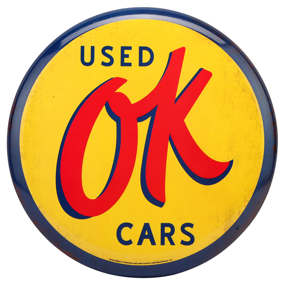 90168470-s Used Ok Cars High-gloss Tin Button Sign