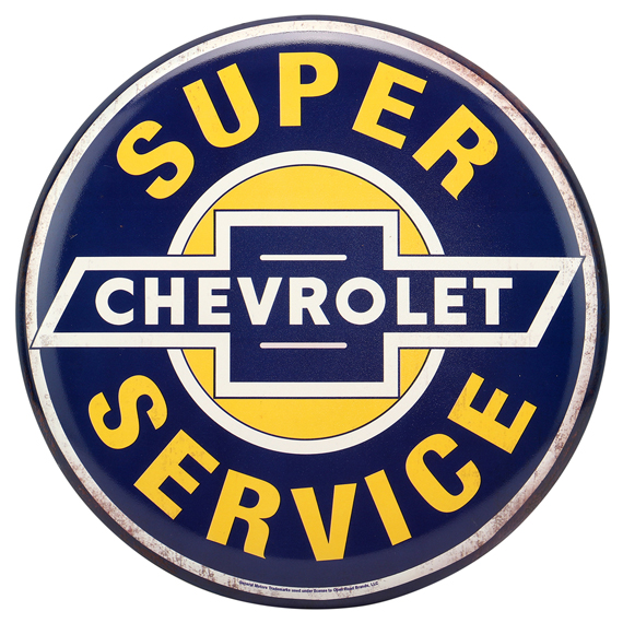 90168471-s Super Chevy Service High-gloss Tin Button Sign