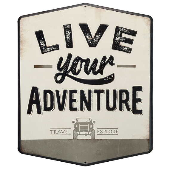 90169030-s Live Your Adventure Embossed Tin Sign