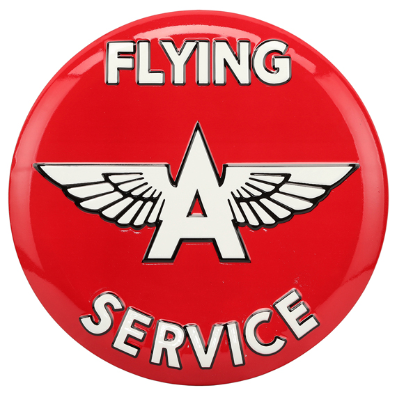 90168711-s Flying A Service Embossed Tin Button Sign