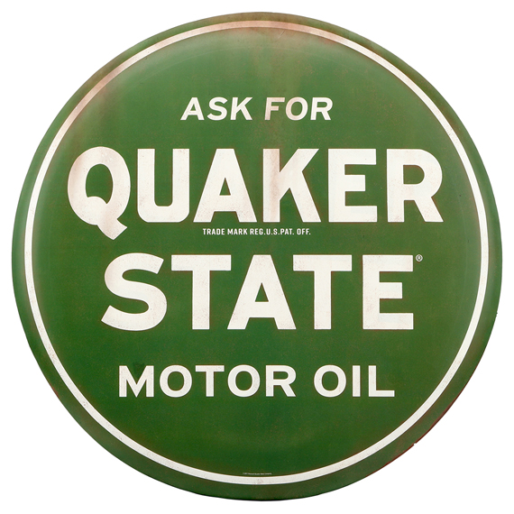 90169012-s Quaker State Motor Oil Rustic Tin Button Sign