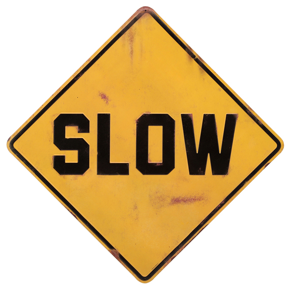 90168976-s Slow Embossed Tin Sign Withreflectors