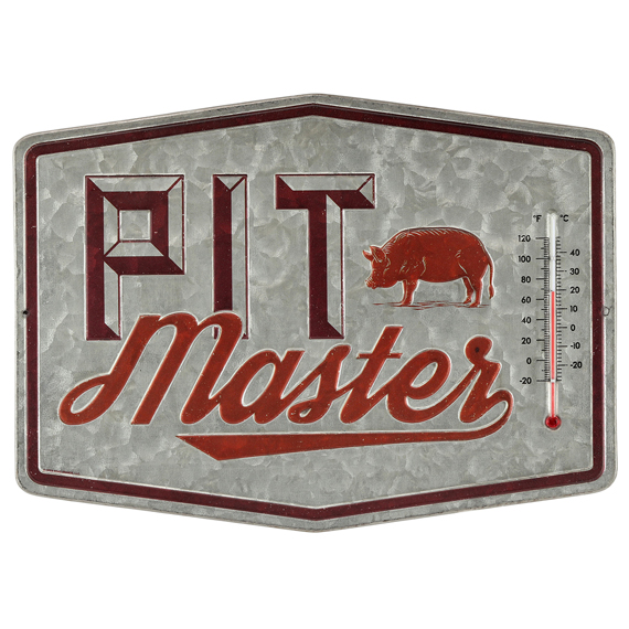 90167421-s Pit Master Embossed Metal Thermometer