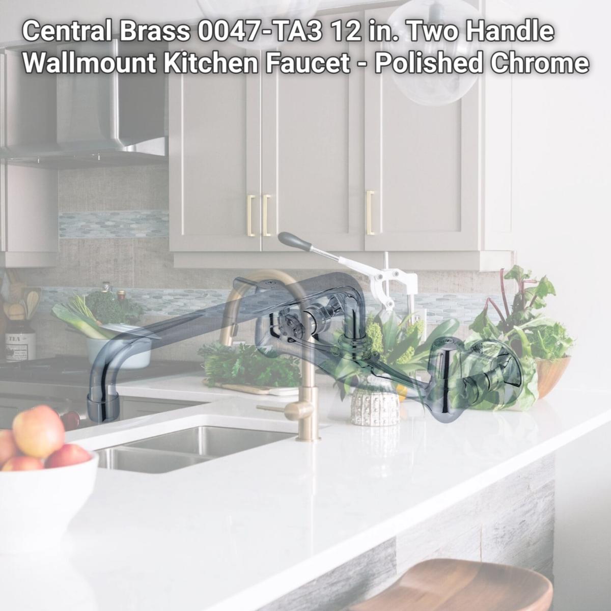 Picture of Central Brass 0047-TA3 12 in. Two Handle Wallmount Kitchen Faucet - Polished Chrome