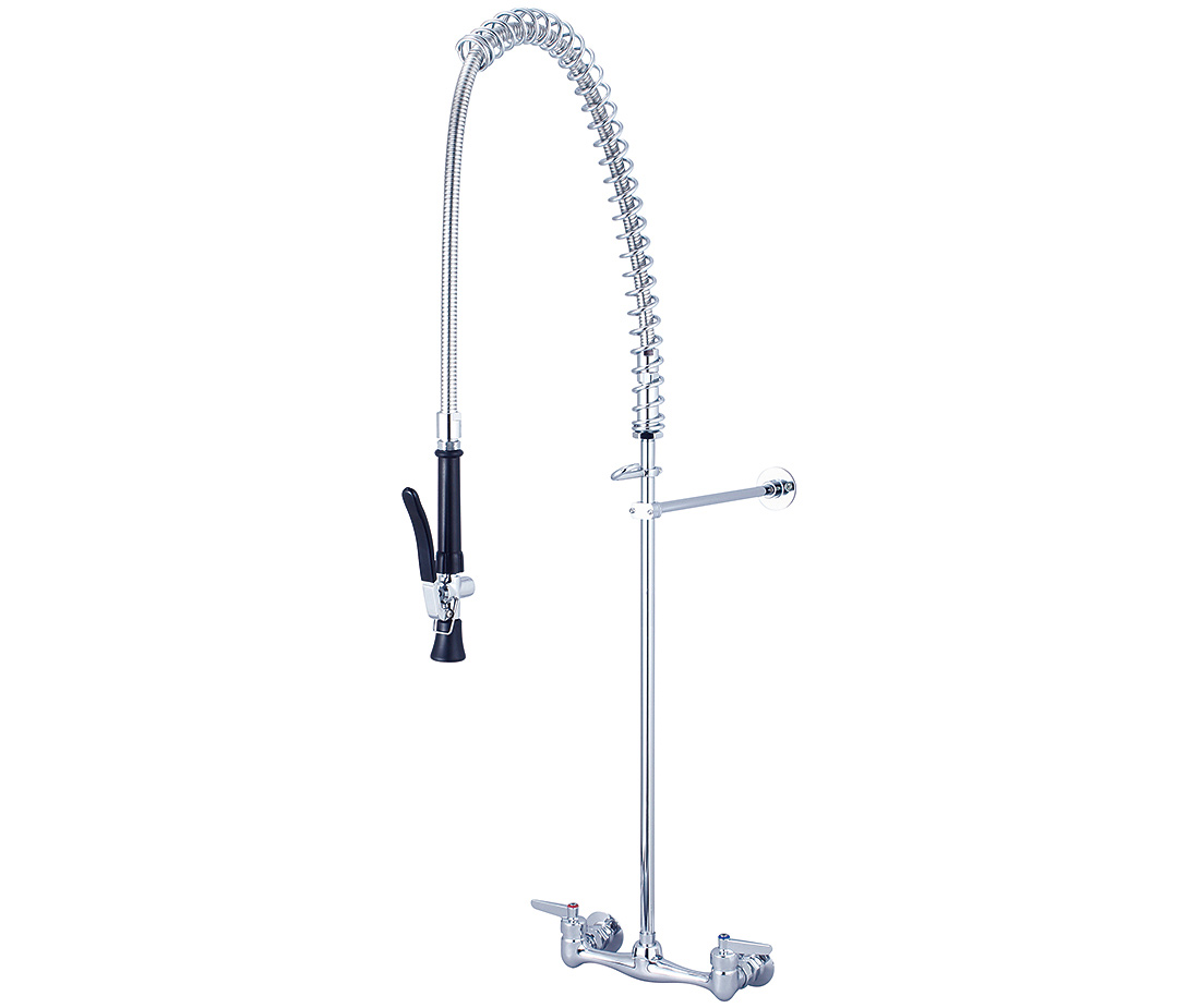 0047-ule60 1.1 Gpm Two Handle Wallmount Pre-rinse Faucet - Polished Chrome
