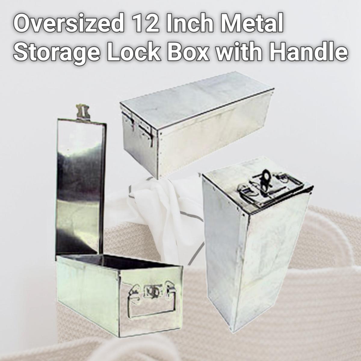 Picture of Oversized 12 Inch Metal Storage Lock Box with Handle