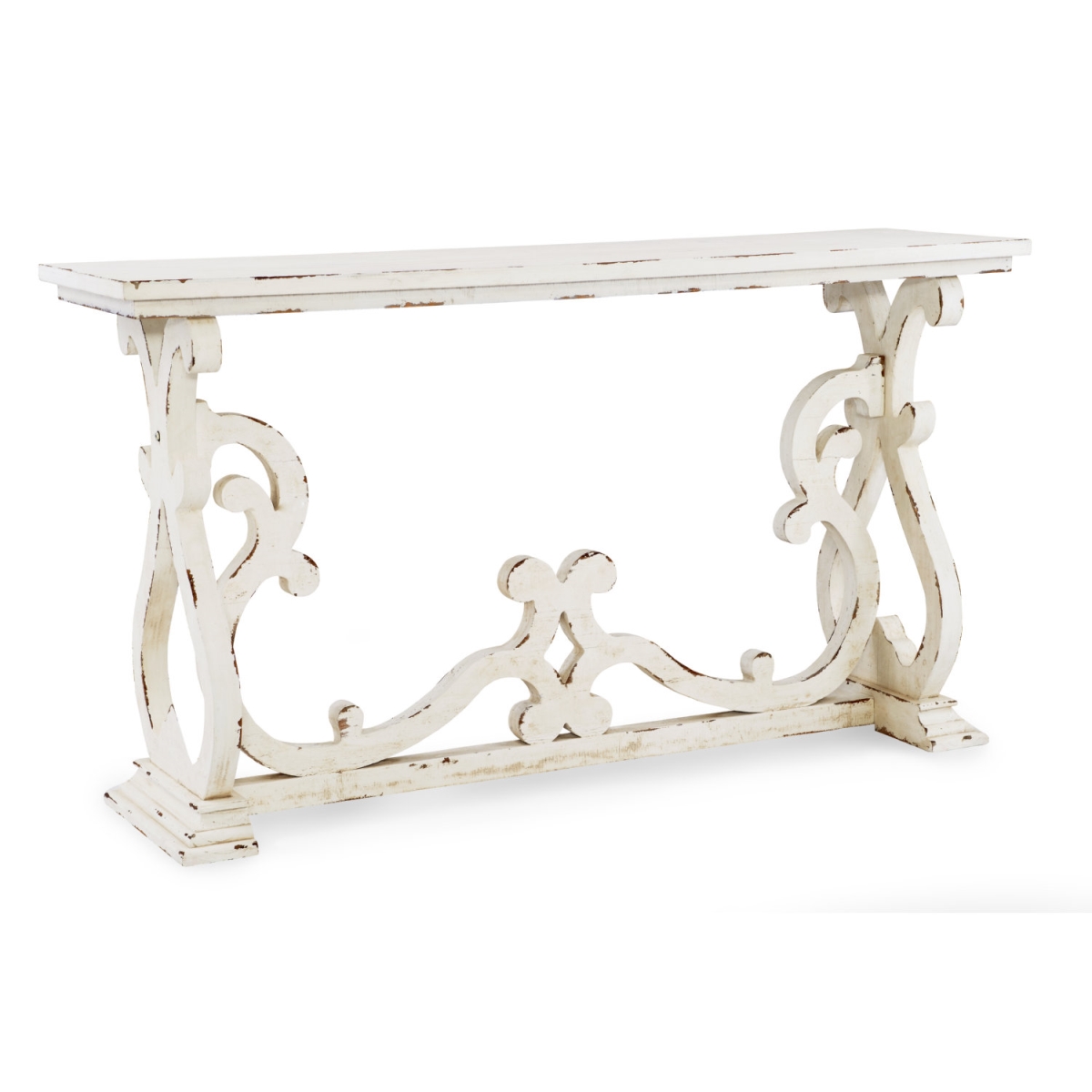 D1256a19c Renck Console Table, Distressed White