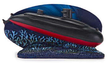Submarine Aquarium Ornament, Navy