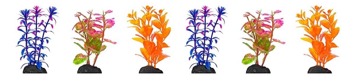 Betta Size Plastic Plant, Multicolor - Pack Of 6