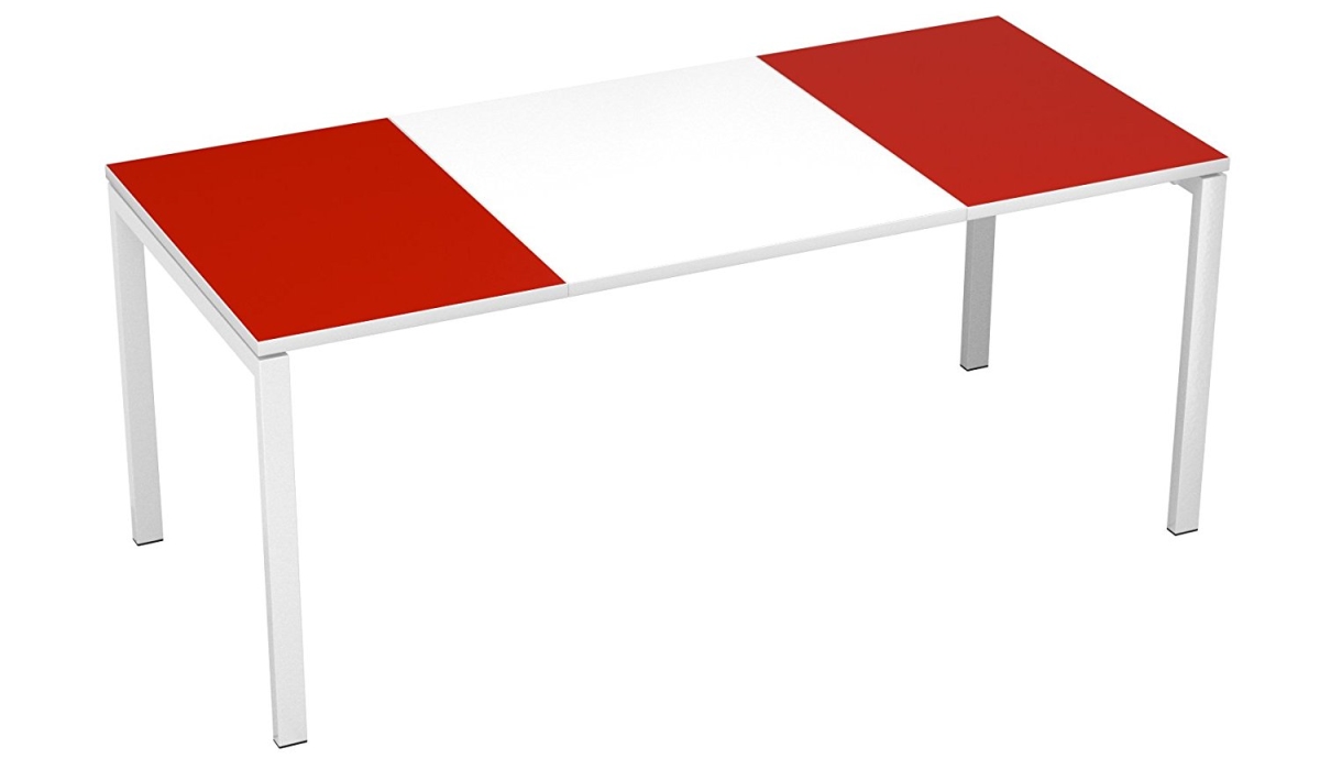 B180.13.13.18 71 In. Easydesk Training Table - White Middle & Red Ends