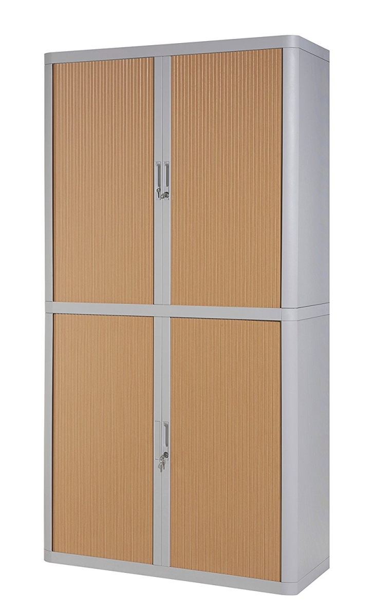 E2ct0009300028 80 In. Easyoffice Storage Cabinet, Grey & Beech