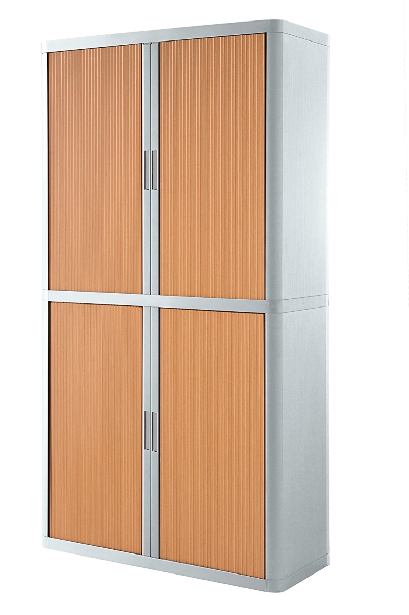 E2ct0009700052 80 In. Easyoffice Storage Cabinet, White & Beech