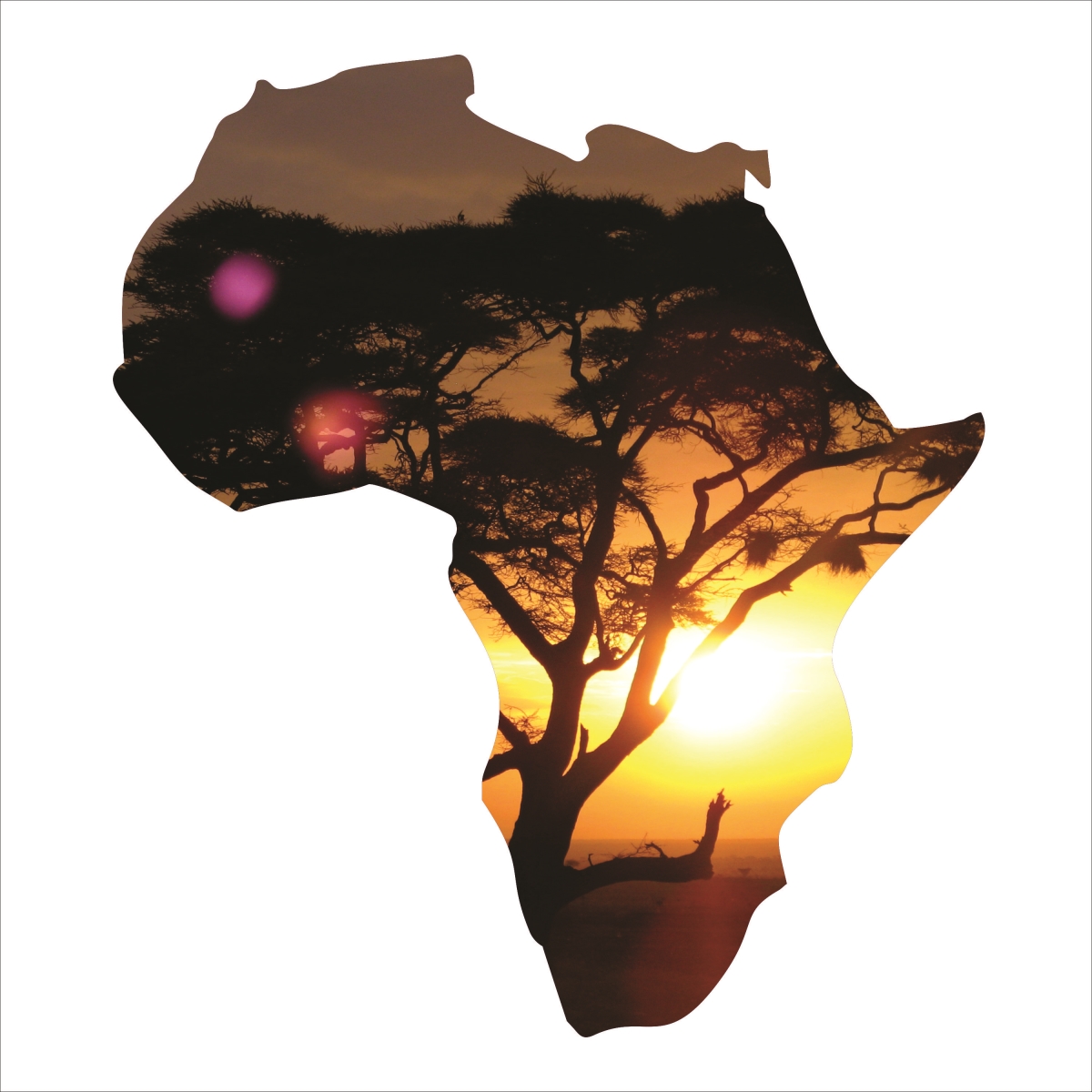 Africa-18wilderness 18 In. State Africa Silhouette Metal Laser Cut Wall Art With Vivid Image Of The African Wilderness Sunset