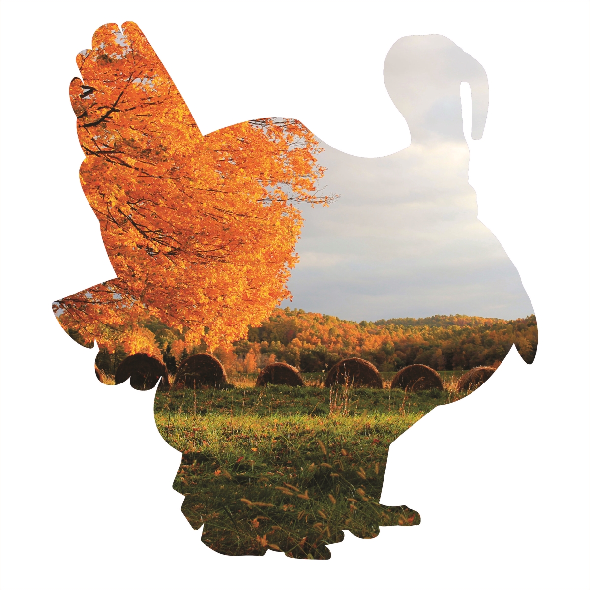 Turkey-18fallturkey 18 In. Seasonal Turkey Silhouette Metal Laser Cut Wall Art With Striking Images Of A Fall Pasture Scene