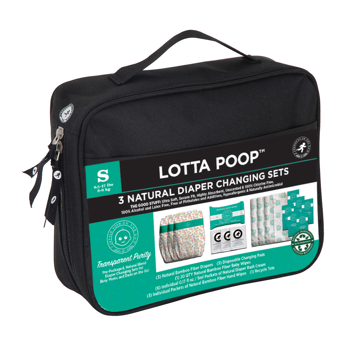 Potg1001 Lotta Poop 3 Complete Diaper Change Sets Fabric Case, Small