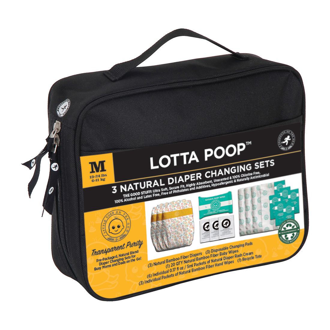 Potg1011 Lotta Poop 3 Complete Diaper Change Sets Fabric Case, Medium