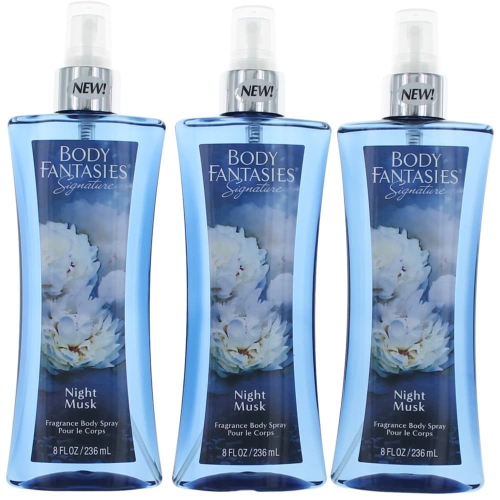 Awbfnm8bm3p 8 Oz Night Musk By Body Fantasies Fragrance Body Spray For Women, Pack Of 3