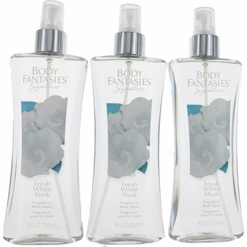 Awbffwm8bm3p Fresh White Musk By Body Fantasies, 8 Oz Fragrance Body Spray For Women - Pack Of 3