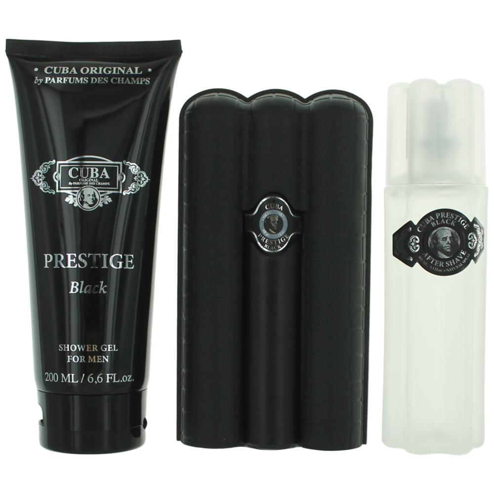 Amgcubpb3s Prestige Black Gift Set For Men, 3 Piece
