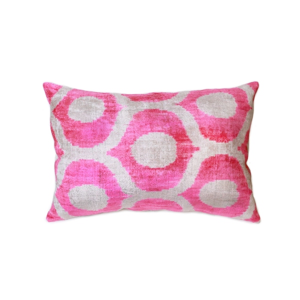 Ik24 15x24 Silk Velvet Ikat Pillow, Pink - 15 X 24 In.