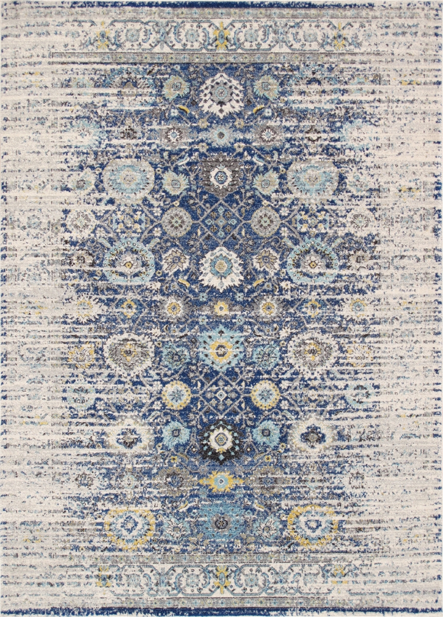 PRC-5586N 5X8 5 ft. x 7 ft. 6 in. Chelsea Design Machine Made & Power Loom Rug, Navy & Ivory