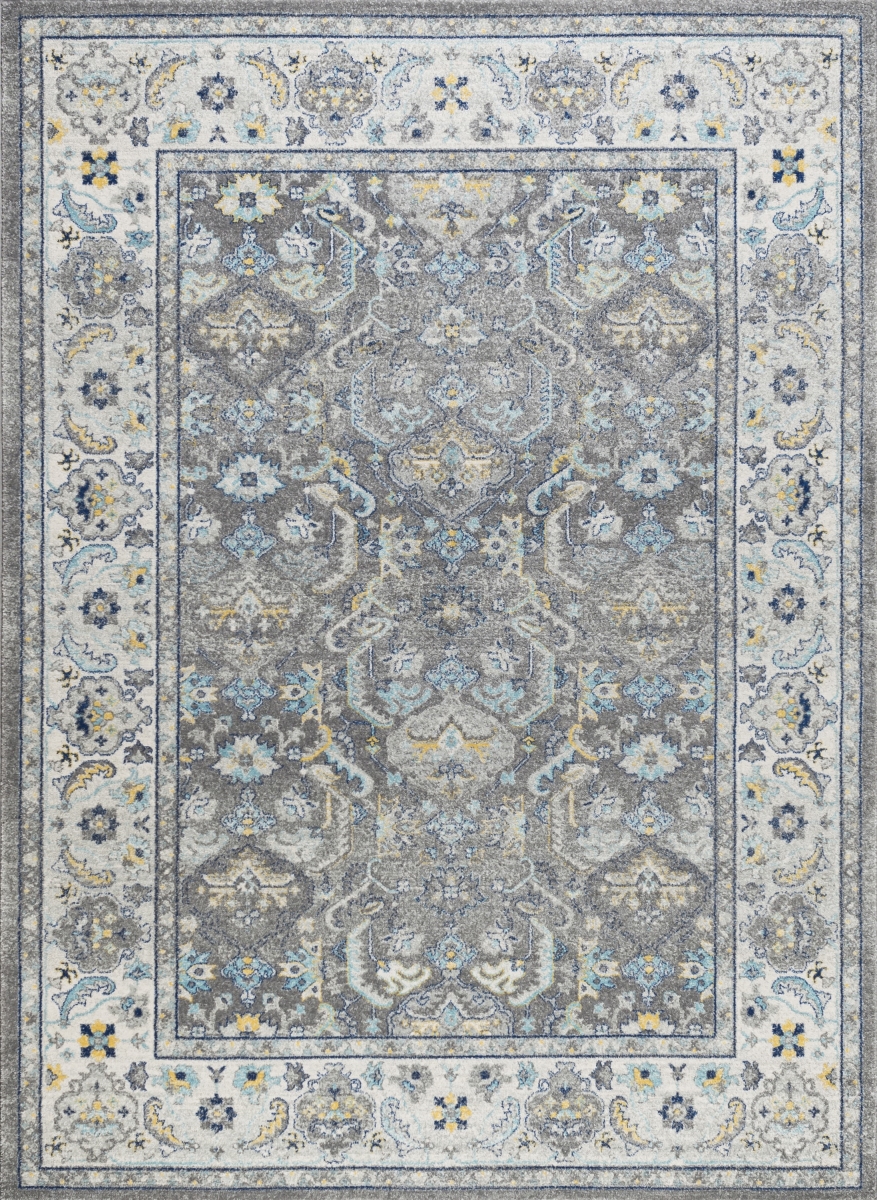 RC-5587GW 5X8 5 ft. x 7 ft. 6 in. Chelsea Design Machine Made & Power Loom Rug, Grey & Ivory