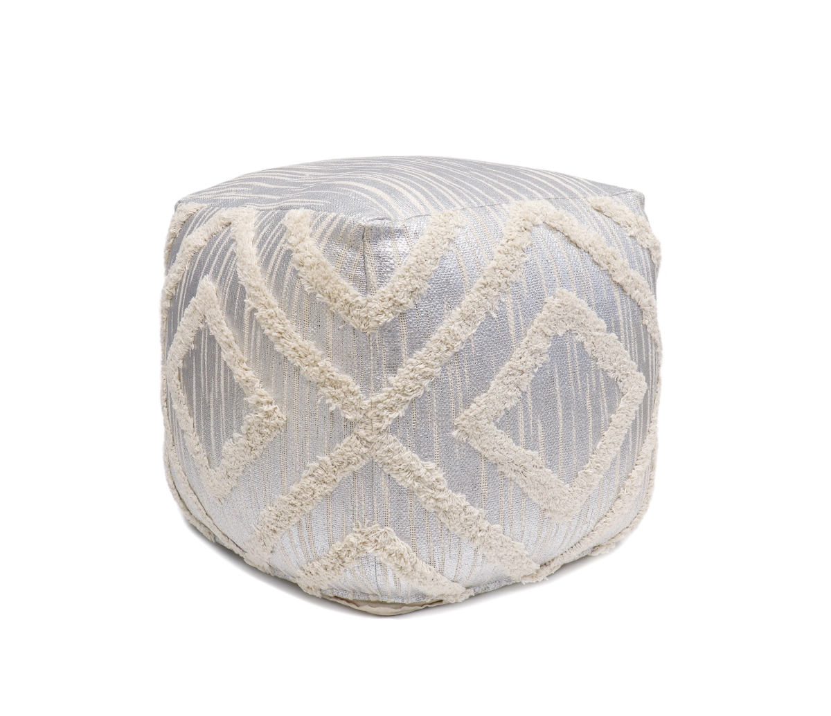 Ppf-064-1sil Grand Canyon Cotton Pouf - Silver Foiled - 17.75 X 17.75 X 17.75 In.