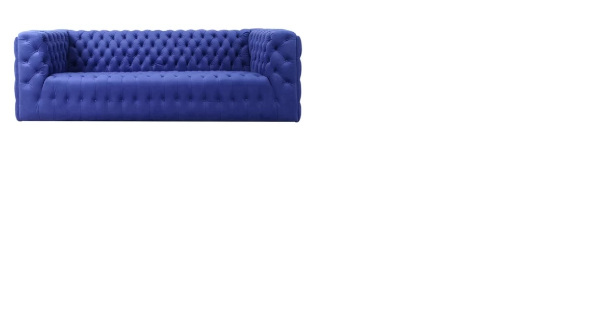 Sofa-310-3n Vicenza Collection Velvet Tufted Sofa, Blue - 89.4 X 36.2 X 29 In.