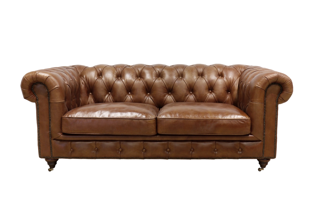 Love-3009-2 Genuine Leather Chester Bay Tufted Loveseat, Brown - 28.7 X 71.6 X 39 In.