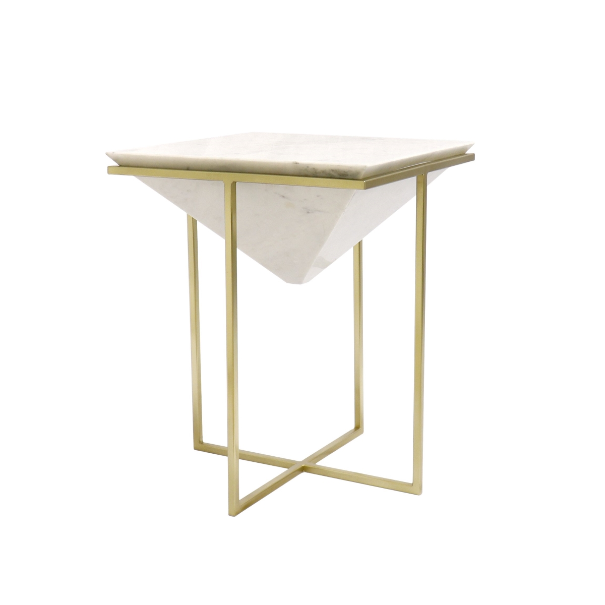 Pasf-147 Perama Side Table, Stainless Steel Frame With Marble Top