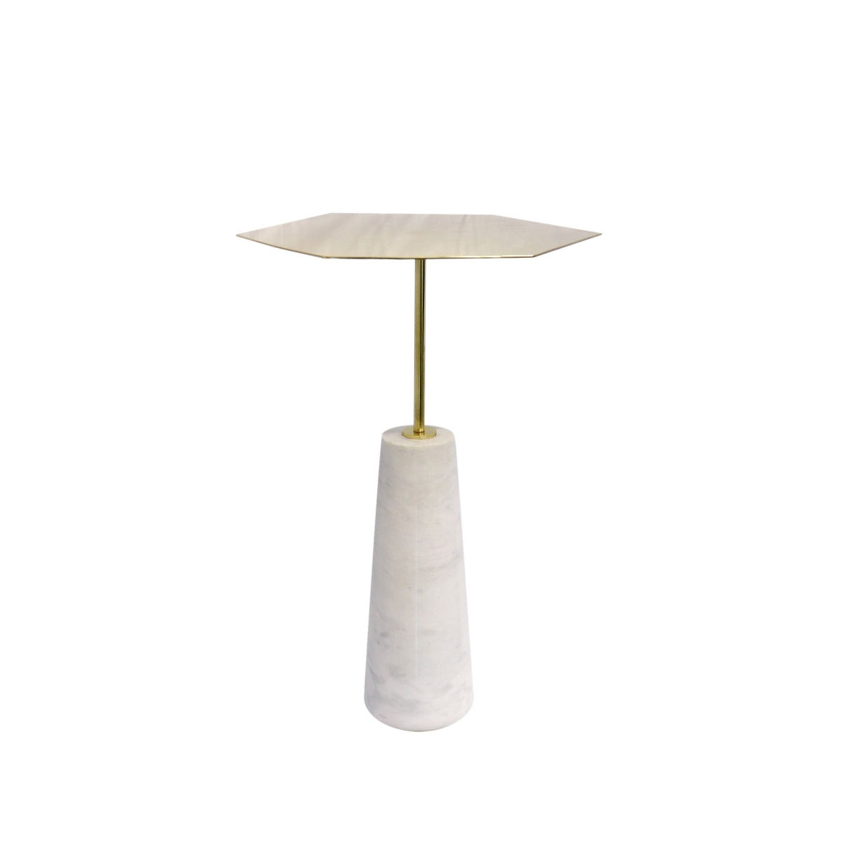 Psae-158 Amara Side Table, Marble Base With Shiny Gold Stainless Steel Base