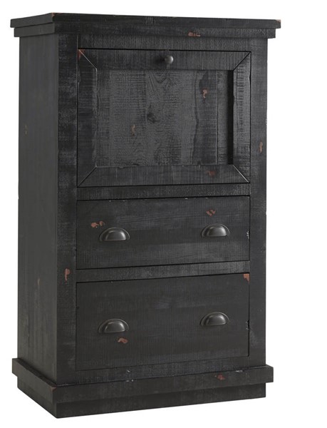A612-71 Willow Distressed Black Armoire Desk