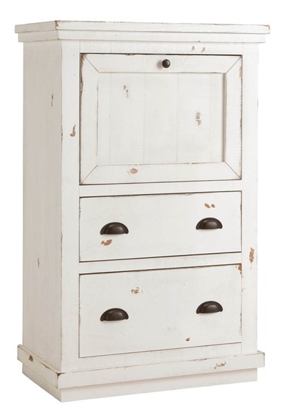 A610-71 Willow Distressed White Armoire Desk