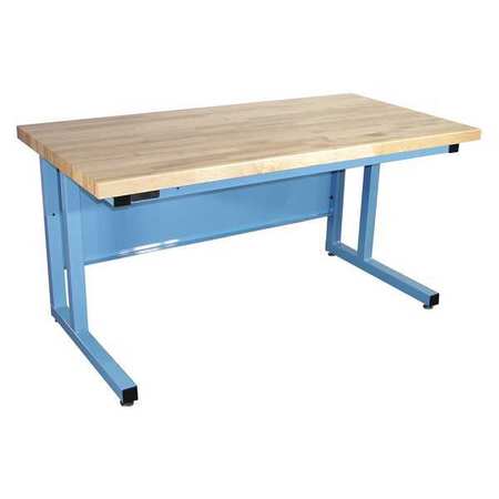 Basic Workstation Model Cantilever Heavy Duty, Solid Maple, Light Blue Frame - 72 X 30 X 30 In.