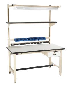 Basic Packaging Workbench - Solid Maple Work Surface, Light Gray Frame - 72 X 30 X 30 In. To 36 In.