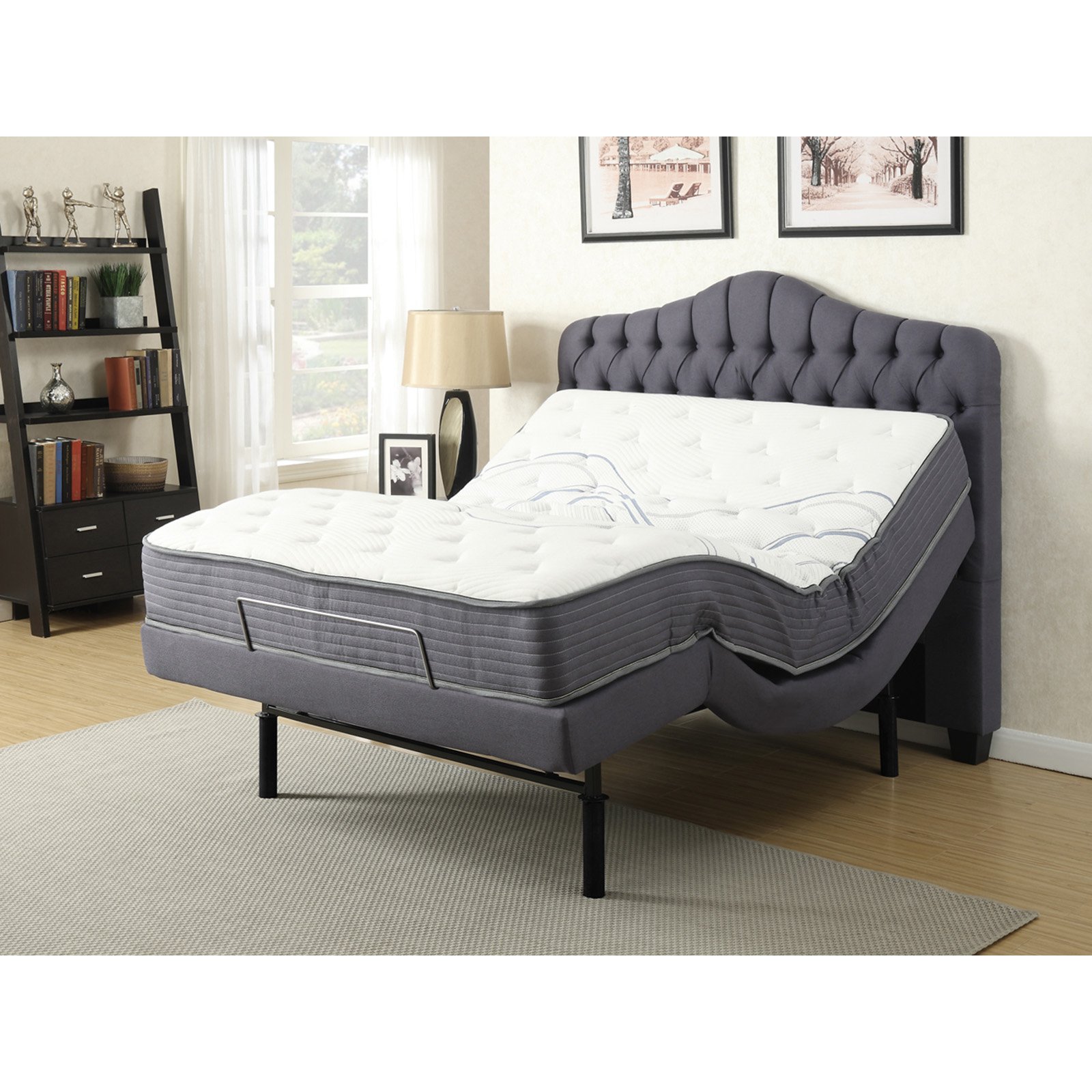 28412 Gemma Adjustable Bed, Grey - Queen
