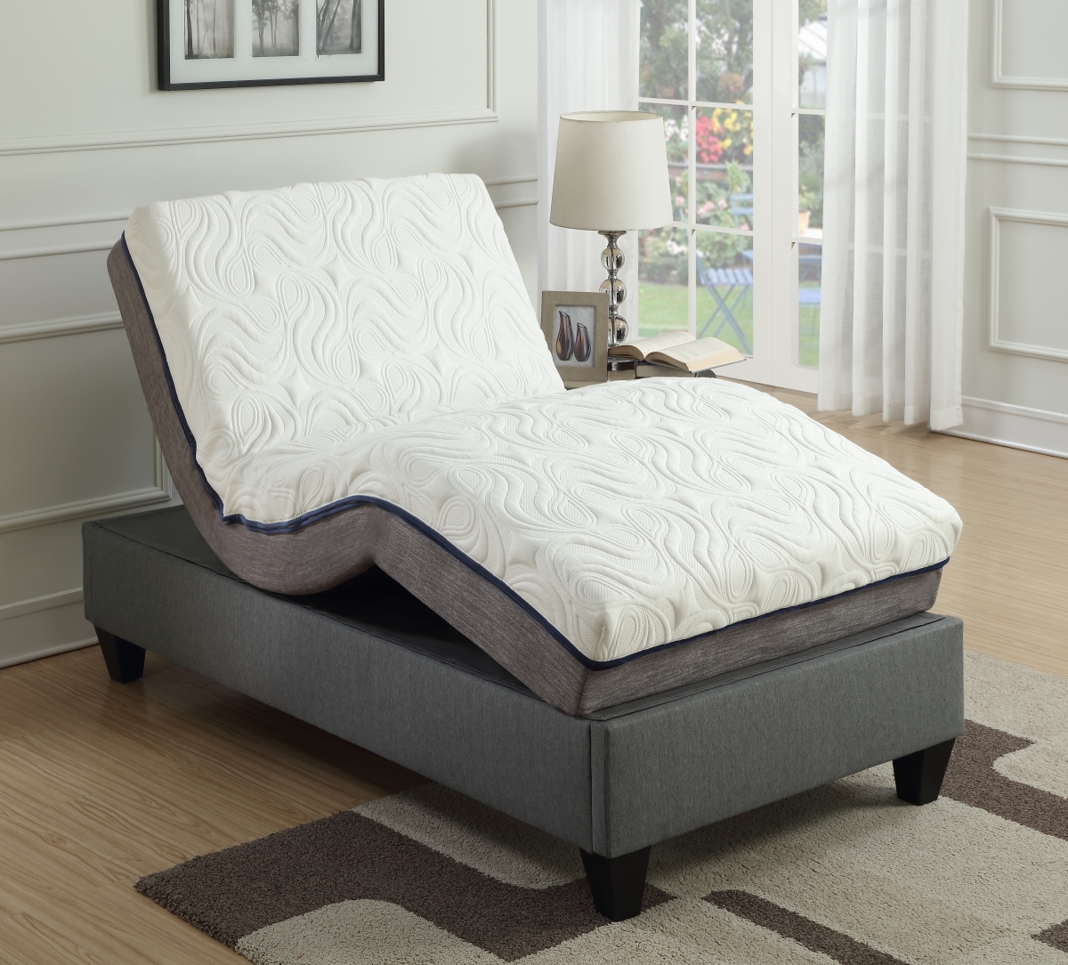 35482 Extra Large Groove Adjustable Mattress, White - Twin Size